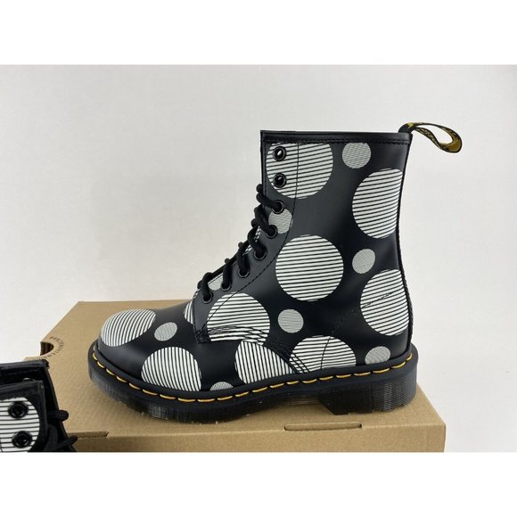 Dr Martens 1460 Black White Polka Dot Smooth Women's Boots Leather 26876009 - Picture 5 of 12